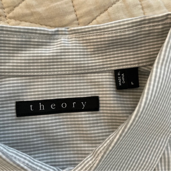 Theory Micro Check Print Zack PS Keyport Shirt In Gray Size L $225 - Picture 7 of 10